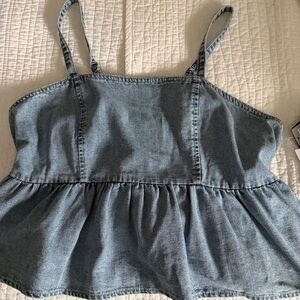 Celebrity Pink Denim Blue Peplum Top